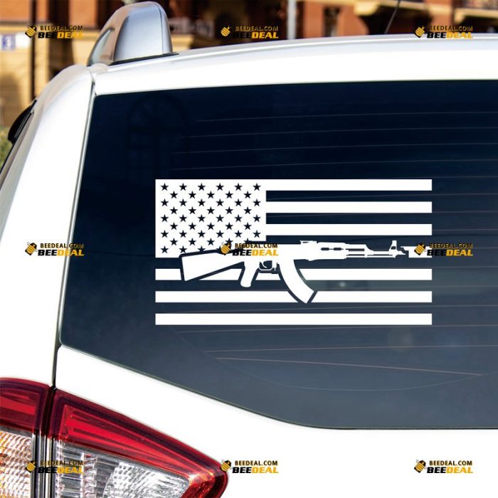 American Flag Rifle Sticker Decal Vinyl Gun – Custom Choose Size Color – For Car Laptop Window Boat – Die Cut No Background 082301