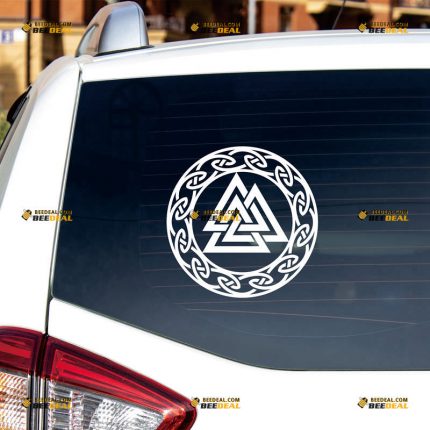 Valknut Sticker Decal Vinyl, Viking Odin Knot Circle, Norwegian – Custom Choose Size Color – For Car Laptop Window Boat – Die Cut No Background