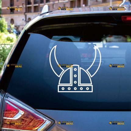 Helmet of Viking Warrior Sticker Decal Vinyl, Norse Odin, Norwegian – Custom Choose Size Color – For Car Laptop Window Boat – Die Cut No Background 06153b