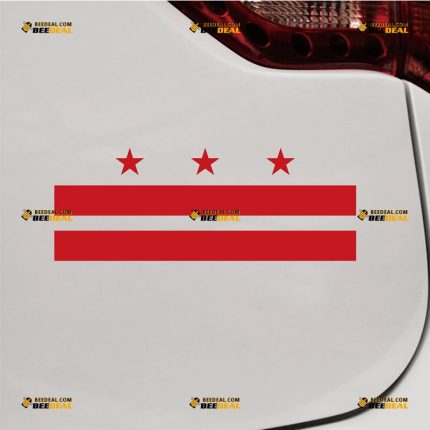 Washington, D.C Flag Sticker Decal Vinyl American USA – Custom Choose Size Color – For Car Laptop Window Boat – Die Cut No Background