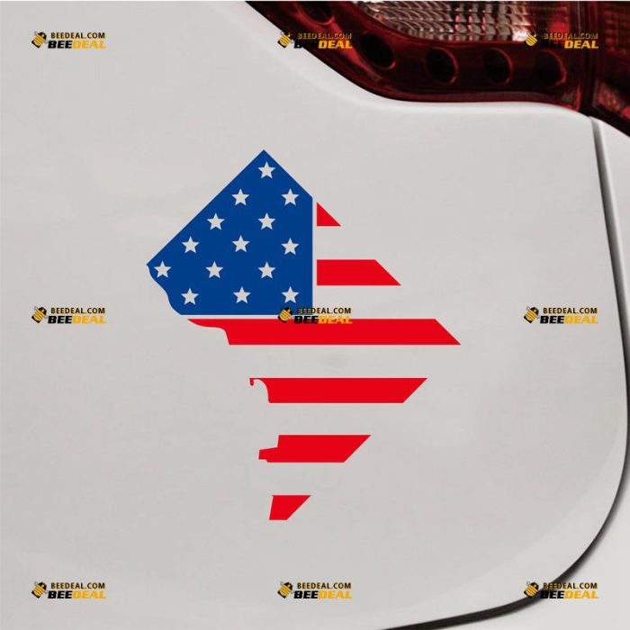 American Flag Washington, D.C Map Sticker Decal Vinyl USA – Custom Choose Size – For Car Laptop Window Boat – Die Cut No Background