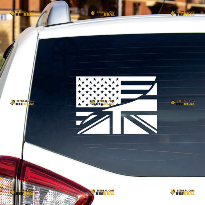 American Union Jack Merged Flag Sticker Decal Vinyl UK British – Custom Choose Size Color – For Car Laptop Window Boat – Die Cut No Background 211292