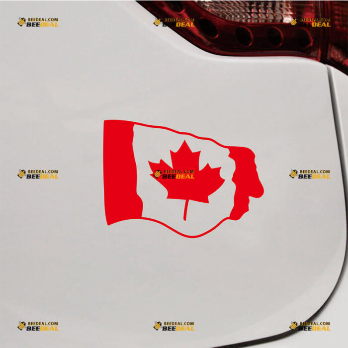 Waving Canadian Flag Sticker Decal Vinyl Canada Maple Leaf – Custom Choose Size Color – For Car Laptop Window Boat – Die Cut No Background 211291