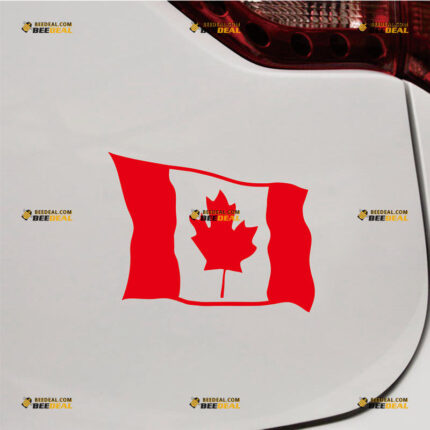 Waving Canadian Flag Sticker Decal Vinyl Canada Maple Leaf – Custom Choose Size Color – For Car Laptop Window Boat – Die Cut No Background 211293