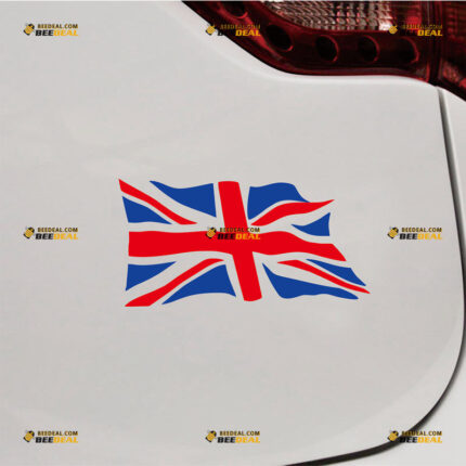 Union Jack Waving Flag Sticker Decal Vinyl UK British, Custom Choose Size, For Car Laptop Window Boat, Die Cut No Background 211292