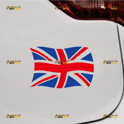 Union Jack Waving Flag Sticker Decal Vinyl UK British, Custom Choose Size, For Car Laptop Window Boat, Die Cut No Background 211296