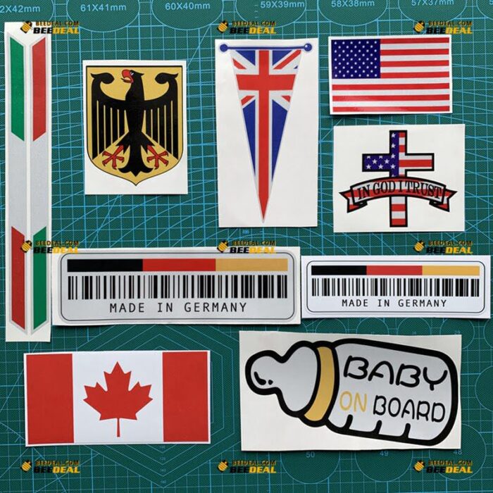 Made In Germany Sticker Decal Vinyl German Flag, Funny UPC Barcode, Fit for VW BMW Benz Audi Porsche Car Bumper Window – Custom, Choose Size, Reflective or Glossy 73032255