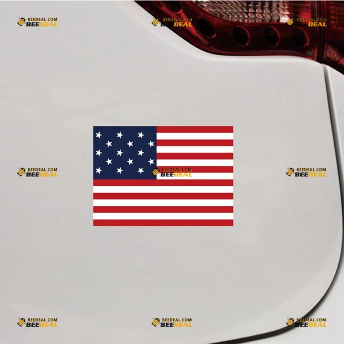 15 Stars Flag Sticker Decal Vinyl, 1795 –1818 American Flag – For Car Truck Bumper Bike Laptop – Custom, Choose Size, Reflective or Glossy