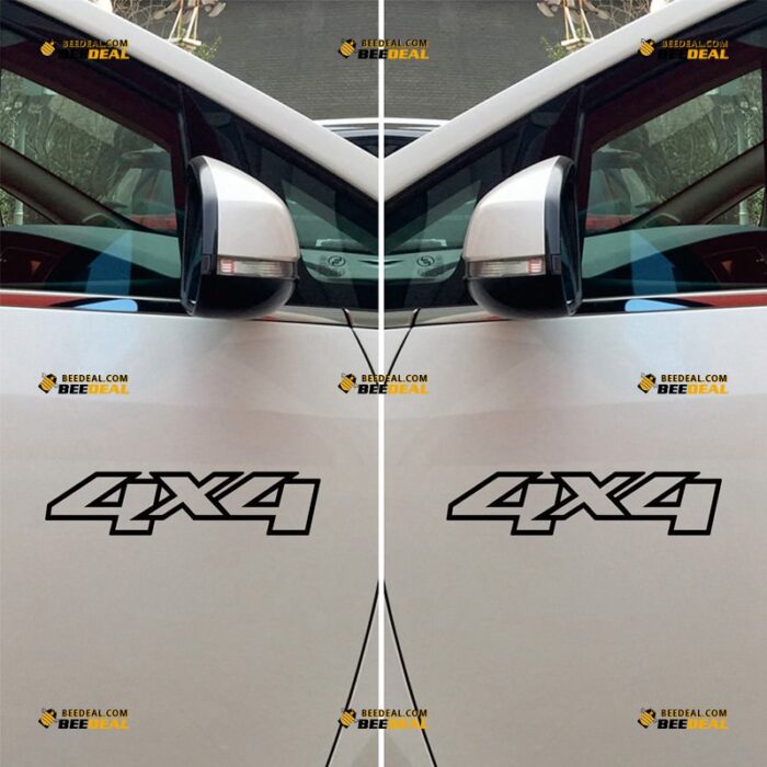 4x4 Sticker Decal Vinyl Off Road – Pair, Mirror Images Reversed – Fit For Ford Chevy GMC Toyota Jeep Car Pickup Truck – Custom, Choose Size Color – Die Cut No Background
