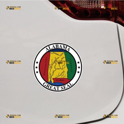 Alabama Sticker Decal Vinyl, AL State Seal – For Car Truck Bumper Bike Laptop – Custom, Choose Size, Reflective or Glossy