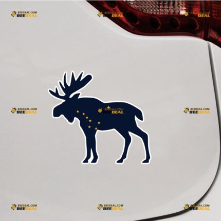 Alaska Moose Sticker Decal Vinyl, AK State Flag – For Car Truck Bumper Bike Laptop – Custom, Choose Size, Reflective or Glossy 72531115