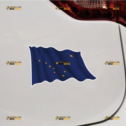 Alaska Sticker Decal Vinyl, AK State Flag Waving – For Car Truck Bumper Bike Laptop – Custom, Choose Size, Reflective or Glossy 72531115
