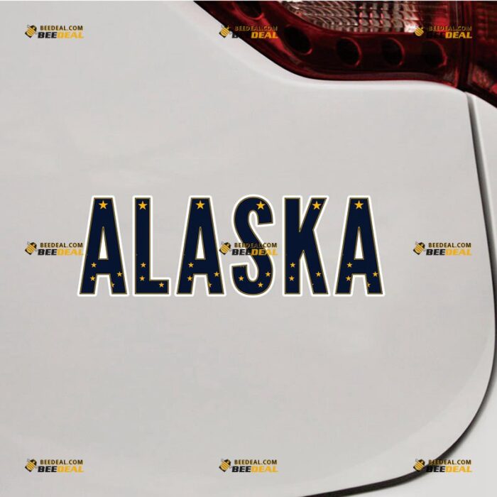 Alaska Sticker Decal Vinyl AK State Lettering Flag – For Car Truck Bumper Bike Laptop – Custom, Choose Size, Reflective or Glossy 72531122