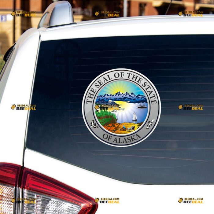Alaska Sticker Decal Vinyl AK State Seal – For Car Truck Bumper Bike Laptop – Custom, Choose Size, Reflective or Glossy