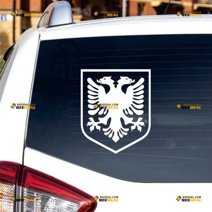 Albania Sticker Decal Vinyl, Albanian Coat of Arms, Double Headed Eagle – For Car Truck Bumper Bike Laptop – Custom, Choose Size Color – Die Cut No Background