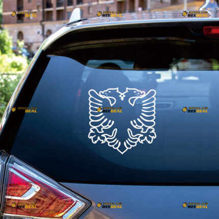 Albania Sticker Decal Vinyl, Albanian Double Headed Eagle – For Car Truck Bumper Bike Laptop – Custom, Choose Size Color – Die Cut No Background