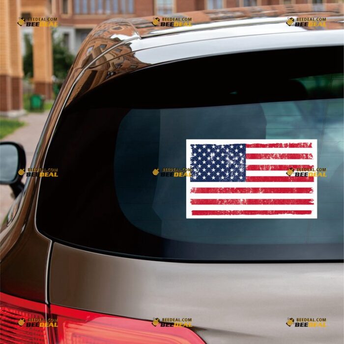 American Flag Sticker Decal Vinyl Distressed Tattered – For Car Truck Bumper Bike Laptop – Custom, Choose Size, Reflective or Glossy 73130005