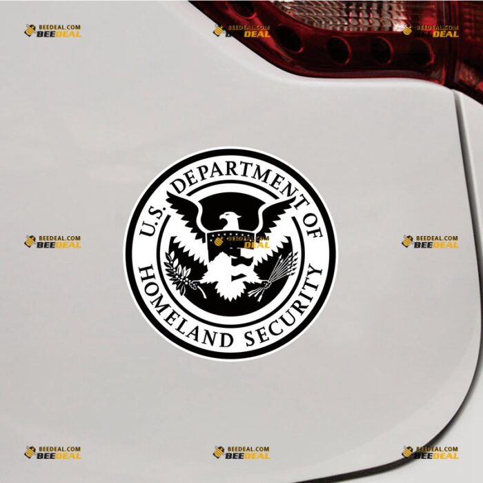 American Homeland Security Sticker Decal Vinyl Black Round – For Car Truck Bumper Bike Laptop – Custom, Choose Size, Reflective or Glossy 72032303