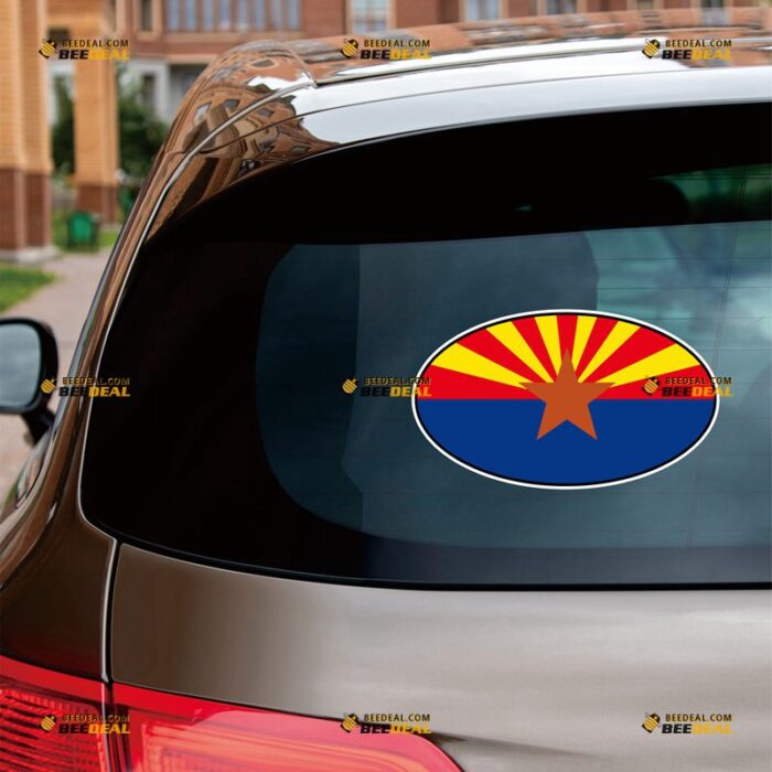 Arizona Sticker Decal Vinyl AZ State Flag Oval – For Car Truck Bumper Bike Laptop – Custom, Choose Size, Reflective or Glossy 72531125