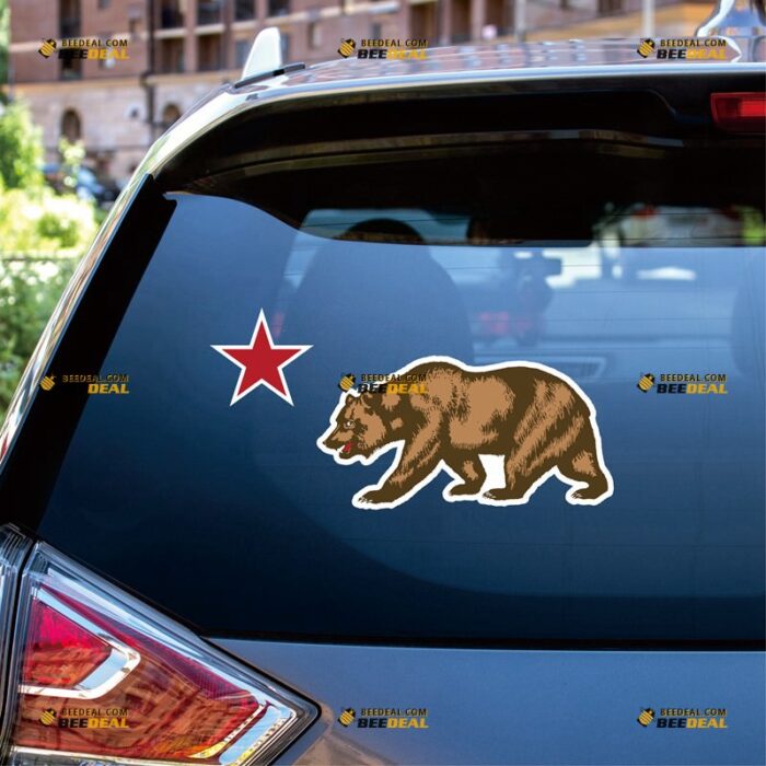 California Sticker Decal Vinyl, Cali State Flag Bear And Star – For Car Truck Bumper Bike Laptop – Custom, Choose Size, Reflective or Glossy 72531349