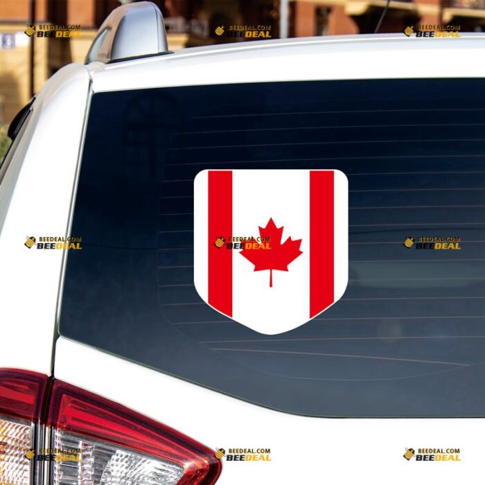 Canada Sticker Decal Vinyl, Canadian Flag Maple Leaf Shield – For Car Truck Bumper Bike Laptop – Custom, Choose Size, Reflective or Glossy 71632304