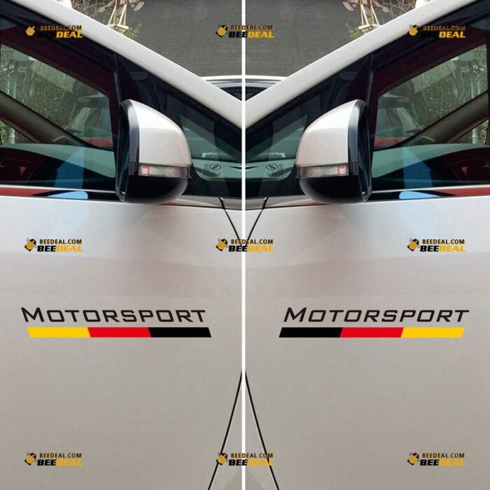 German Flag Sticker Decal Vinyl, Motorsport Stripes – Pair, Mirror Images Reversed – For Car Truck Body Side – Custom, Choose Size Color – Die Cut No Background
