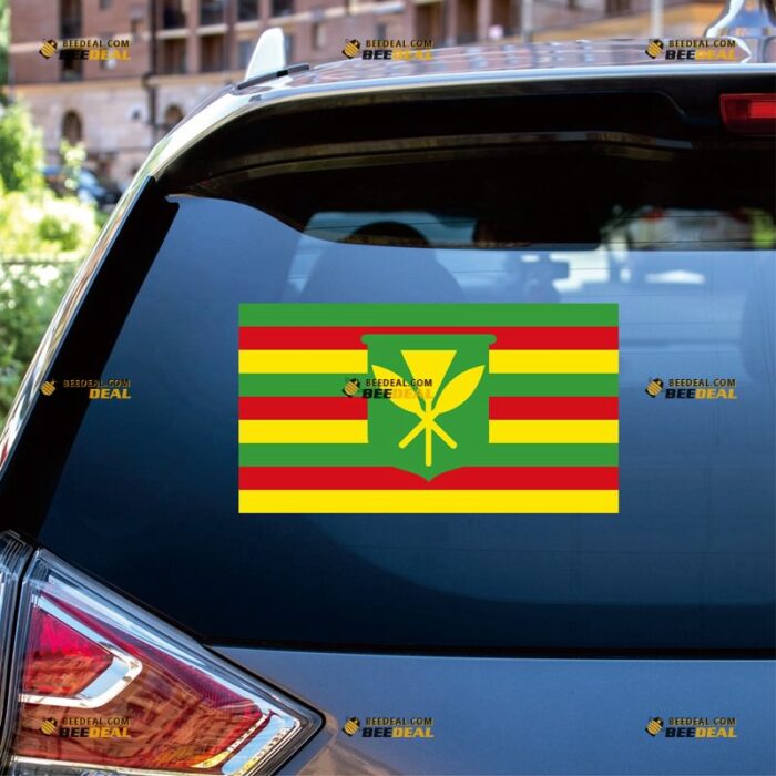 Hawaii Sticker Decal Vinyl, Kanaka Maoli Flag, HI State – For Car Truck Bumper Bike Laptop – Custom, Choose Size, Reflective or Glossy 72531435