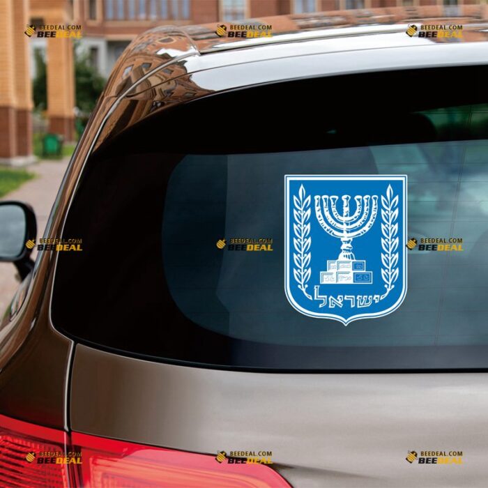 Israel Emblem Sticker Decal Vinyl, Menorah Coat Of Arms – For Car Truck Bumper Bike Laptop – Custom, Choose Size, Reflective or Glossy 71632201
