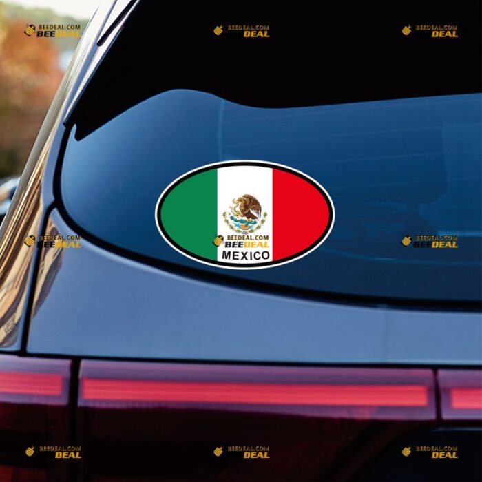 Mexico Sticker Decal Vinyl Mexican Flag Oval – For Car Truck Bumper Bike Laptop – Custom, Choose Size, Reflective or Glossy 71632240