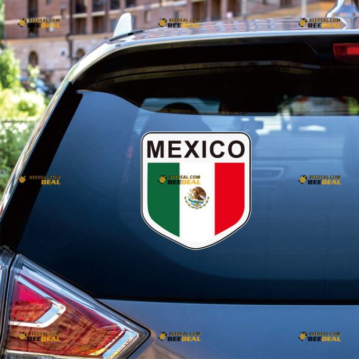 Mexico Sticker Decal Vinyl Mexican Flag Shield – For Car Truck Bumper Bike Laptop – Custom, Choose Size, Reflective or Glossy 71632241