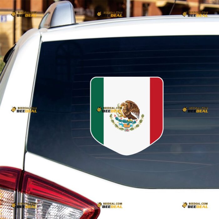 Mexico Sticker Decal Vinyl, Mexican Flag Shield – For Car Truck Bumper Bike Laptop – Custom, Choose Size, Reflective or Glossy 71632307
