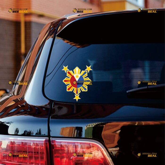Philippines Sticker Decal Vinyl, Filipino Sun Stars Flag, Eight-Ray – For Car Truck Bumper Bike Laptop – Custom, Choose Size, Reflective or Glossy 72030008
