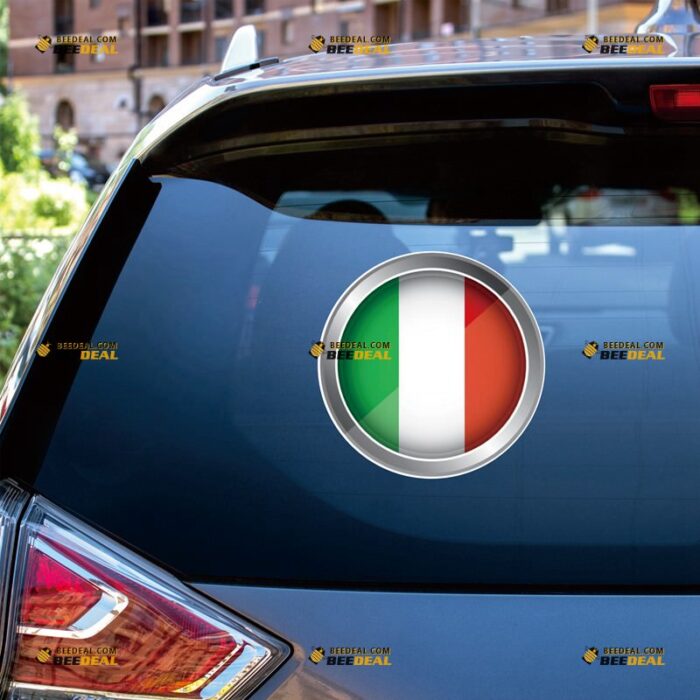 Round Italian Flag Sticker Decal Vinyl – For Car Truck Bumper Bike Laptop – Custom, Choose Size, Reflective or Glossy 71632203