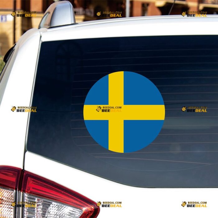 Sweden Sticker Decal Vinyl, Circle Swedish Flag – For Car Truck Bumper Bike Laptop – Custom, Choose Size, Reflective or Glossy 71632151