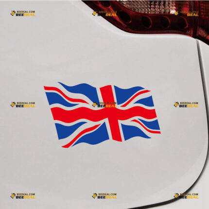 Union Jack Sticker Decal Vinyl, Waving UK British Flag – For Car Truck Bumper Bike Laptop – Custom, Choose Size – Die Cut No Background 7831541
