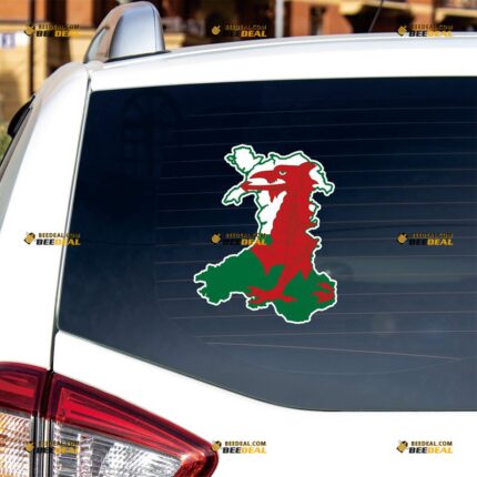 Wales Sticker Decal Vinyl, Welsh Flag Map Dragon, Wales Y Ddraig Goch – For Car Truck Bumper Bike Laptop – Custom, Choose Size, Reflective or Glossy 72031001