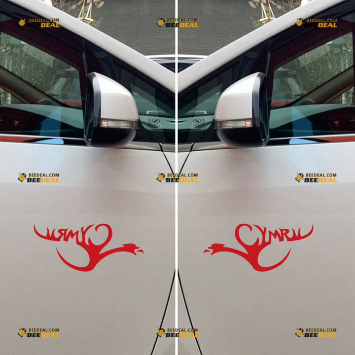 Welsh Dragon Sticker Decal Vinyl, Wales Cymru Y Ddraig Goch – Pair, Mirror Images Reversed – For Car Truck Bumper Bike Laptop – Custom, Choose Size Color – Die Cut No Background