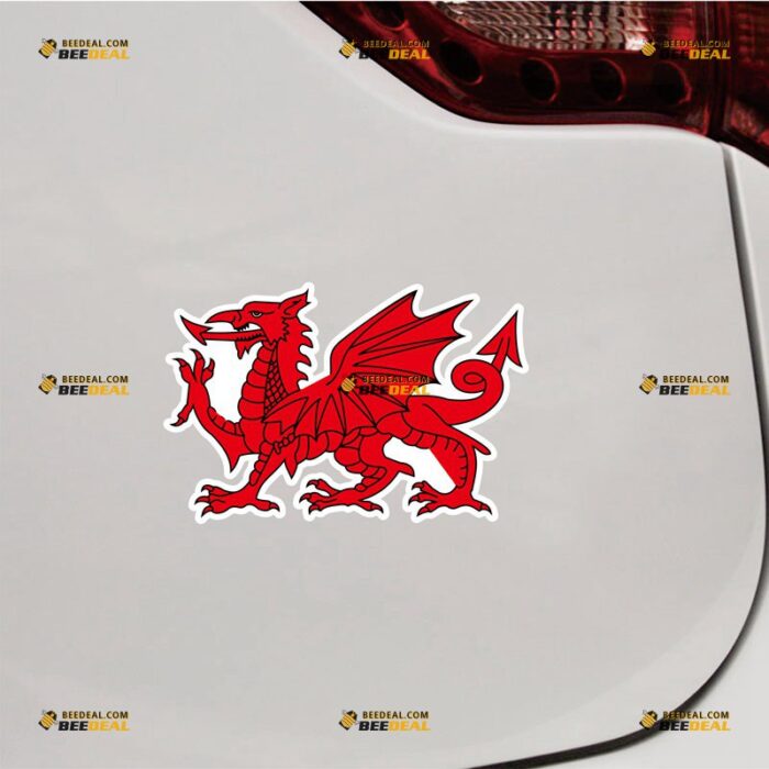Welsh Dragon Sticker Decal Vinyl, Wales Y Ddraig Goch – For Car Truck Bumper Bike Laptop – Custom, Choose Size, Reflective or Glossy 72031000