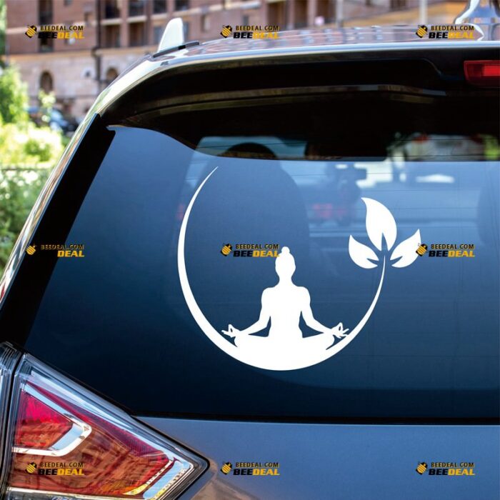 Yoga Sticker Decal Vinyl, Zen Meditation Lotus Buddhism – For Car Truck Bumper Bike Laptop – Custom, Choose Size Color – Die Cut No Background