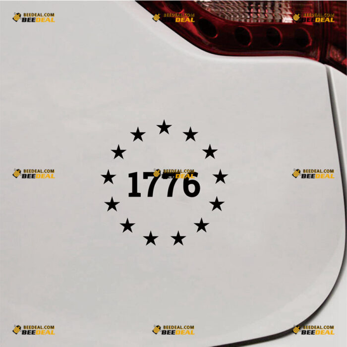1776 Flag 13 Stars Circle Sticker Decal Vinyl – For Car Truck Bumper Bike Laptop – Custom, Choose Size Color – Die Cut No Background 82531340