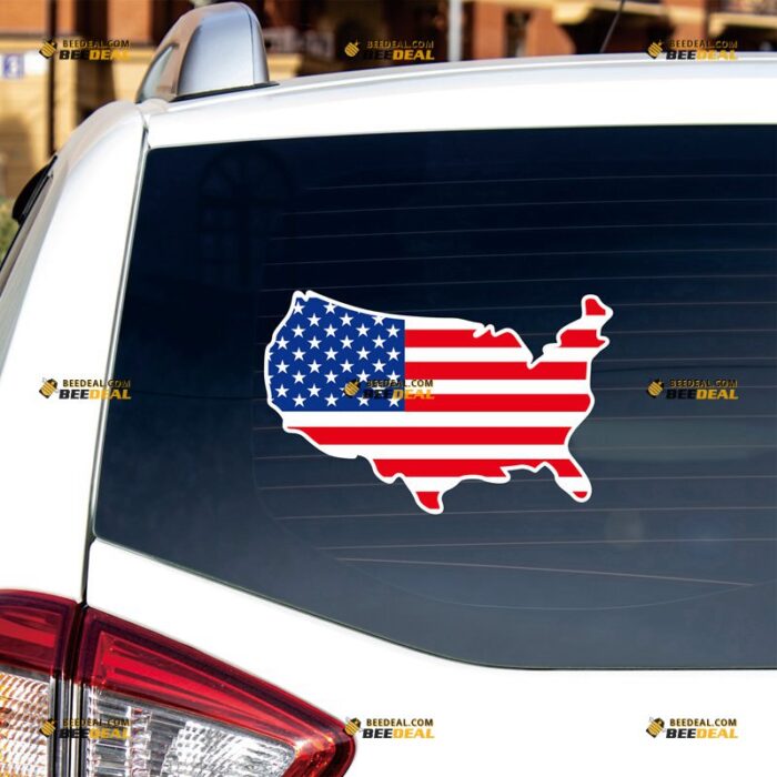 American Flag Map Sticker Decal Vinyl – For Car Truck Bumper Bike Laptop – Custom, Choose Size, Reflective or Glossy 73130004