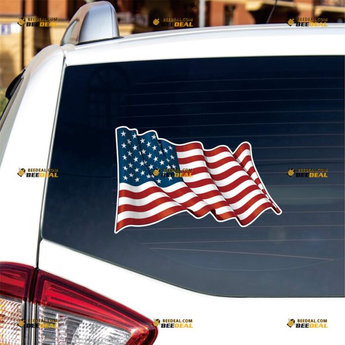 American Flag Sticker Decal Vinyl Patriotic Waving – For Car Truck Bumper Bike Laptop – Custom, Choose Size, Reflective or Glossy 8132216