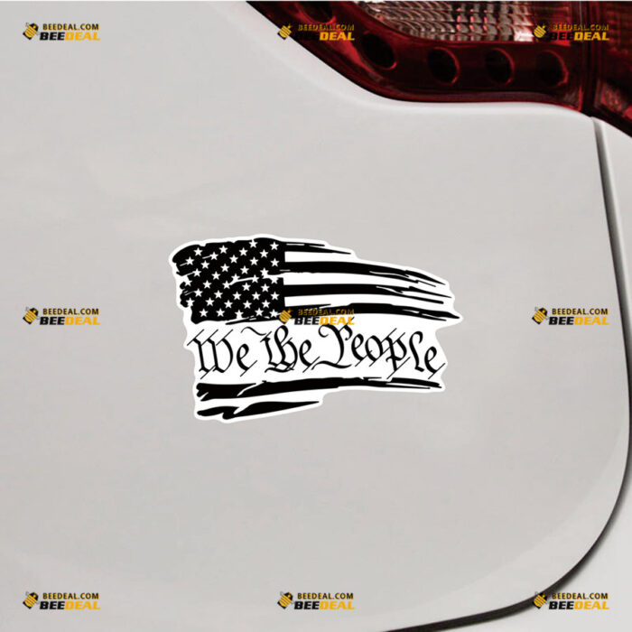 American Flag Sticker Decal Vinyl We The People, Quote Distressed Black – For Car Truck Bumper Bike Laptop – Custom, Choose Size, Reflective or Glossy 82231131