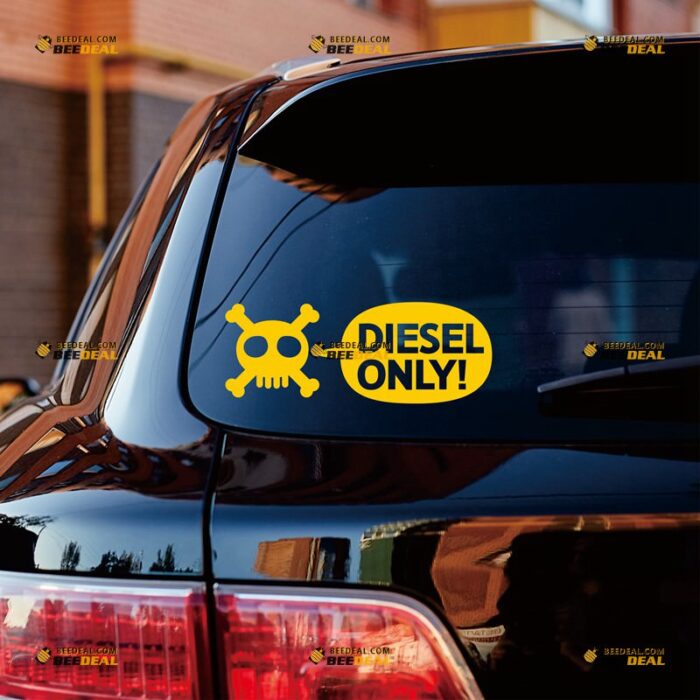 Diesel Only Sticker Decal Vinyl Gas Warning, Skull Design – For Car Truck Fuel Door Cap – Custom, Choose Size, Reflective or Glossy 73032243
