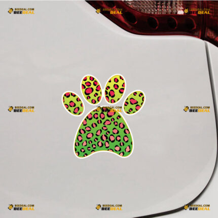 Dog Paw Print Sticker Decal Vinyl Leopard – For Car Truck Bumper Bike Laptop – Custom, Choose Size, Reflective or Glossy 81031431