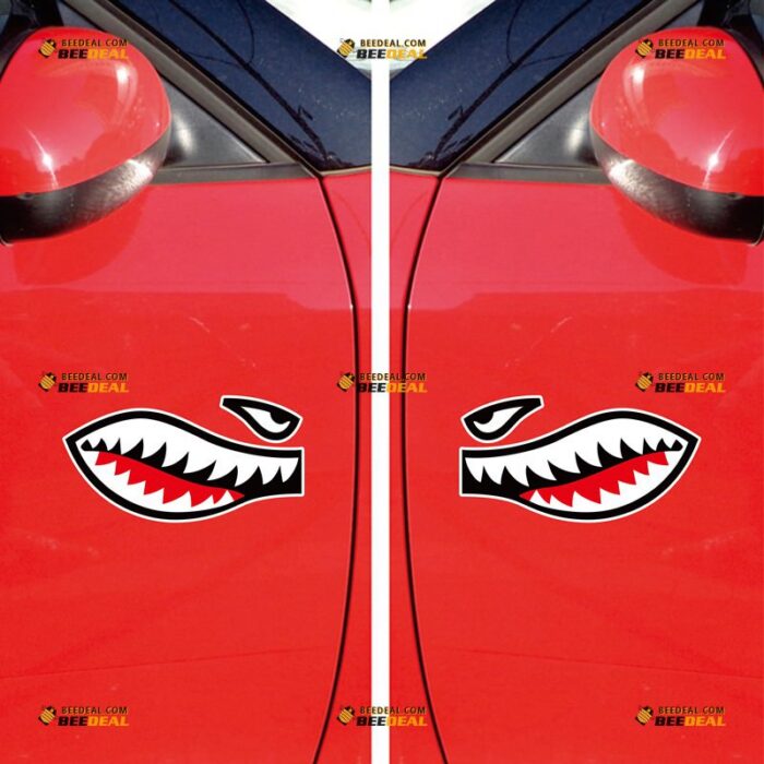 Flying Tigers Sticker Decal Vinyl Shark – Pair, Mirror Images Reversed – For Car Truck Bumper Bike Laptop – Custom, Choose Size, Reflective or Glossy