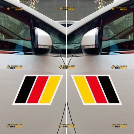 German Flag Sticker Decal Vinyl, Fit for VW BMW Benz Audi Porsche Car Bumper Window – Pair, Mirror Images Reversed – Custom, Choose Size, Reflective or Glossy 73032256