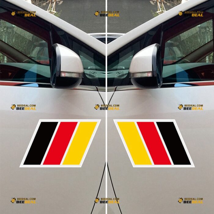 German Flag Sticker Decal Vinyl, Fit for VW BMW Benz Audi Porsche Car Bumper Window – Pair, Mirror Images Reversed – Custom, Choose Size, Reflective or Glossy 73032256