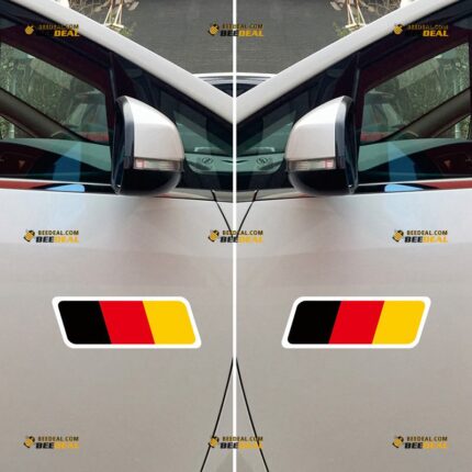 German Flag Sticker Decal Vinyl, Fit for VW BMW Benz Audi Porsche Car Bumper Window – Pair, Mirror Images Reversed – Custom, Choose Size, Reflective or Glossy 73032258
