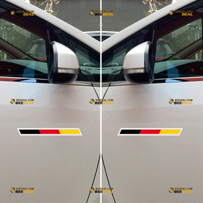 German Flag Sticker Decal Vinyl Stripes, Fit for VW BMW Benz Audi Porsche Car Bumper Window – Pair, Mirror Images Reversed – Custom, Choose Size, Reflective or Glossy 73032257